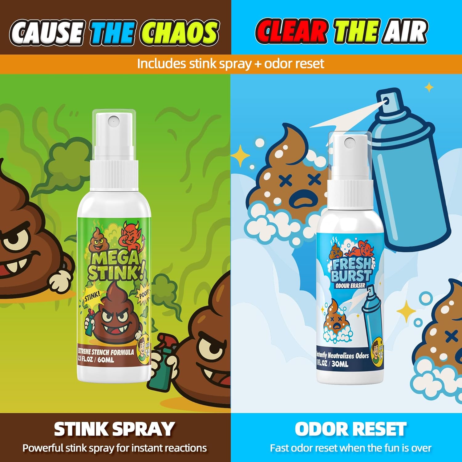 Thumbnail 2 de GleamGlee Extra Strong Fart Spray Prank Set – Insanely Potent Real Stink Spray + Quick Odor Fix