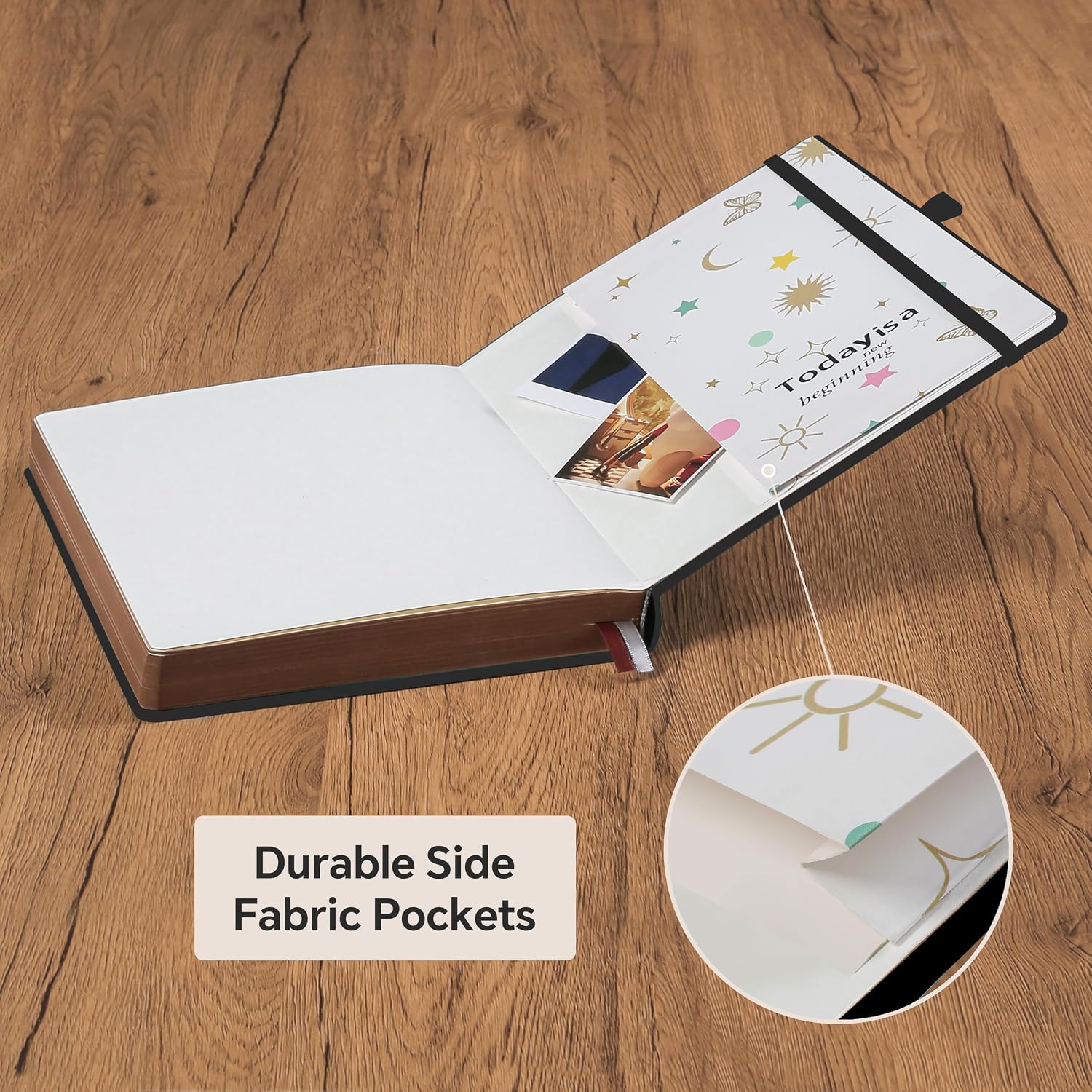 Detalle 2 de HwxBen Daily Classic Lined Journal (Hardcover) with Pen, A5 Vintage Sun & Moon Design, 360 Pages