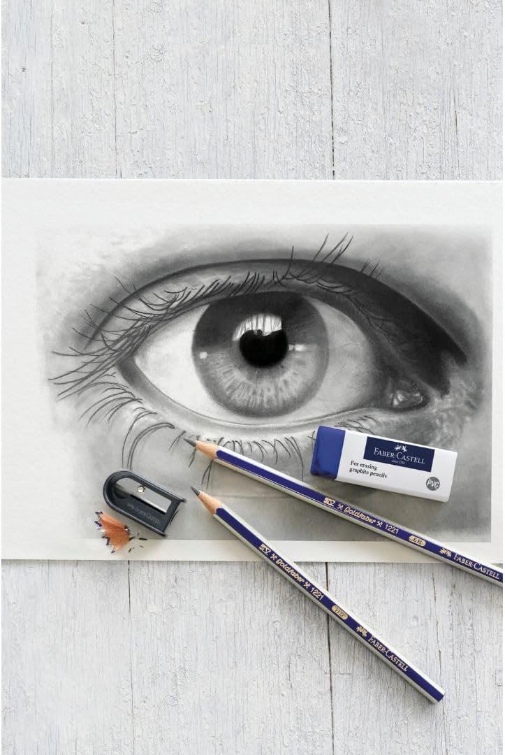 Detalle de Faber-Castell 114000 Graphite Sketch Set (8 pièces) avec 6 crayons Goldfaber, taille-crayon et gomme
