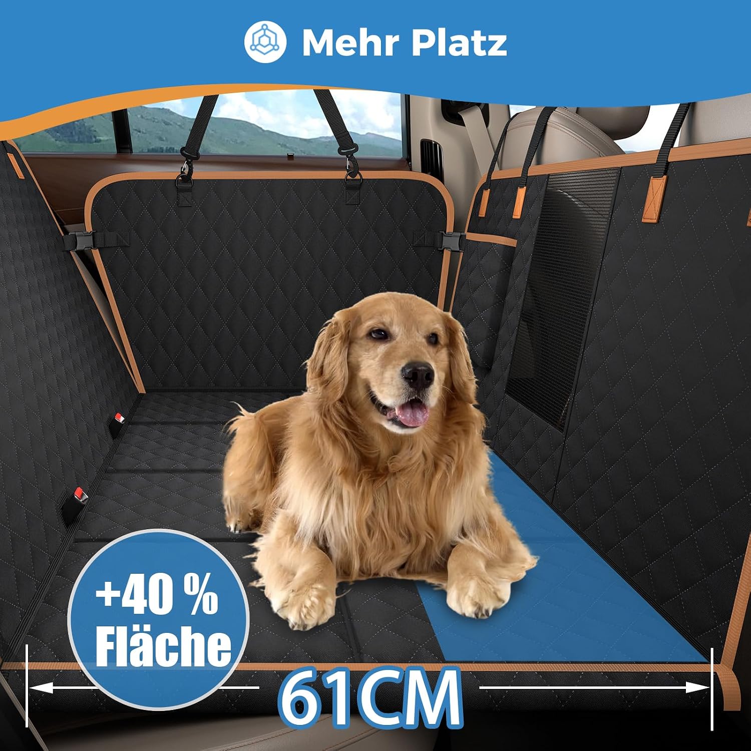 Detalle de MyeMdan Hard-Bottom Dog Car Seat Cover, Waterproof 600D Oxford, Detachable Base