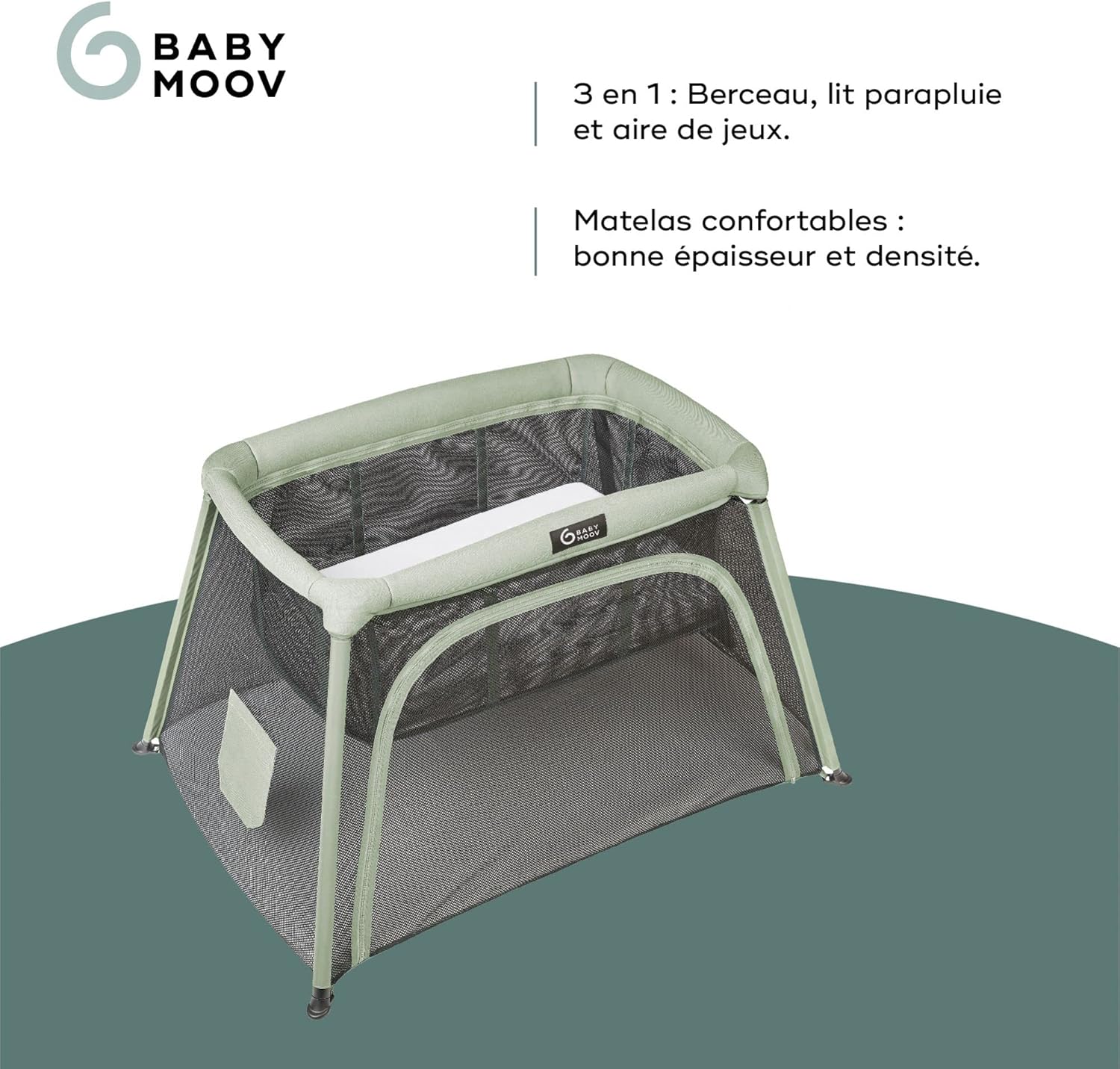 Detalle de Babymoov Moov & Comfy 3-in-1 Travel Cot with Removable Newborn Insert