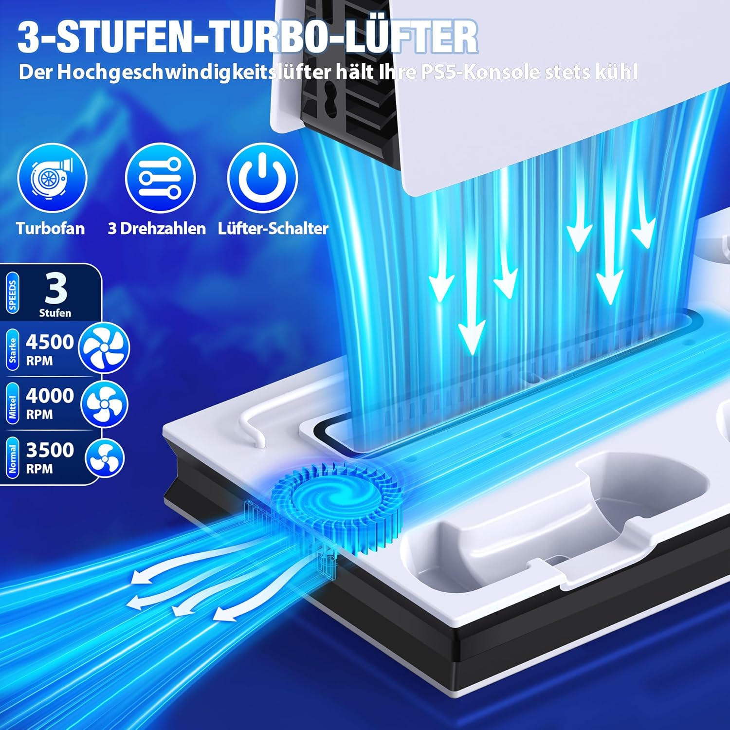 Detalle 2 de PS5 Slim Zubehör Ständer mit 3 USB Ports