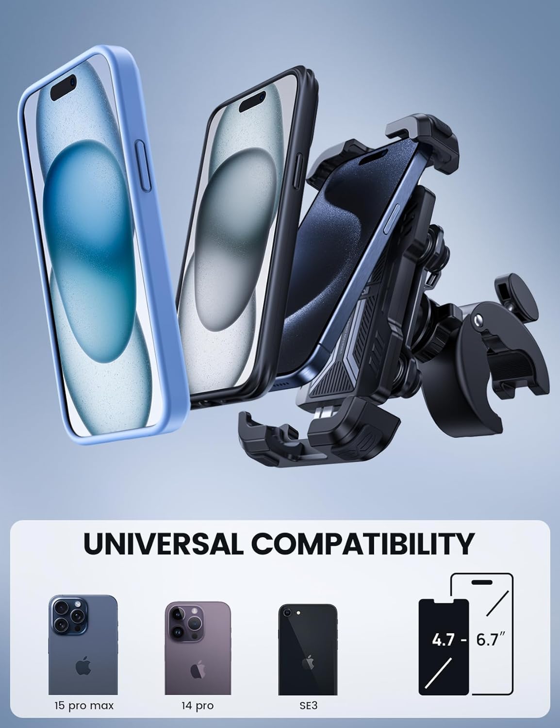 Detalle 2 de Lamicall Motorcycle Phone Mount Holder for iPhone 16