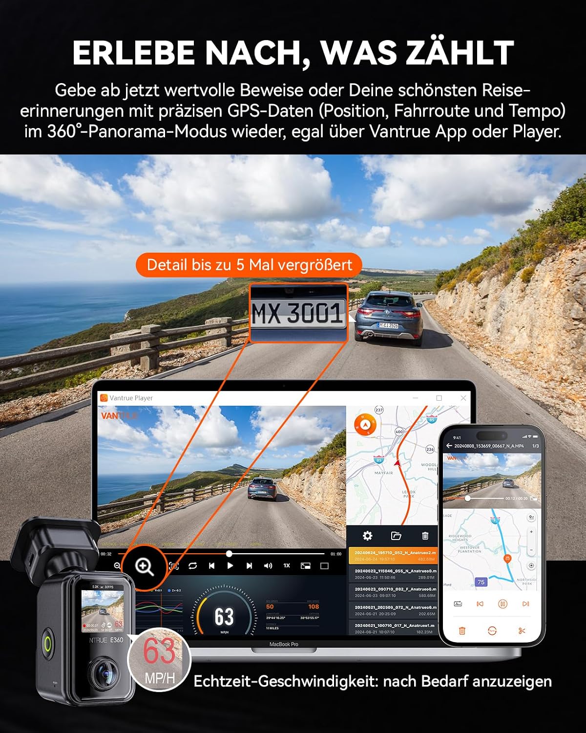Thumbnail 5 de VANTRUE E360 DashCam 5.2K