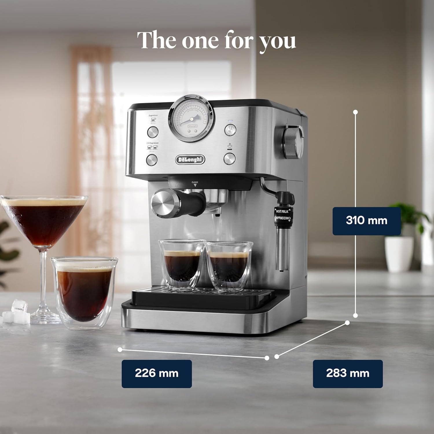 Thumbnail 6 de De'Longhi Siebträgermaschine Classic EM450.M – 15 Bar Druck, Vollmetallgehäuse, Thermoblock, 1,7 l Wassertank