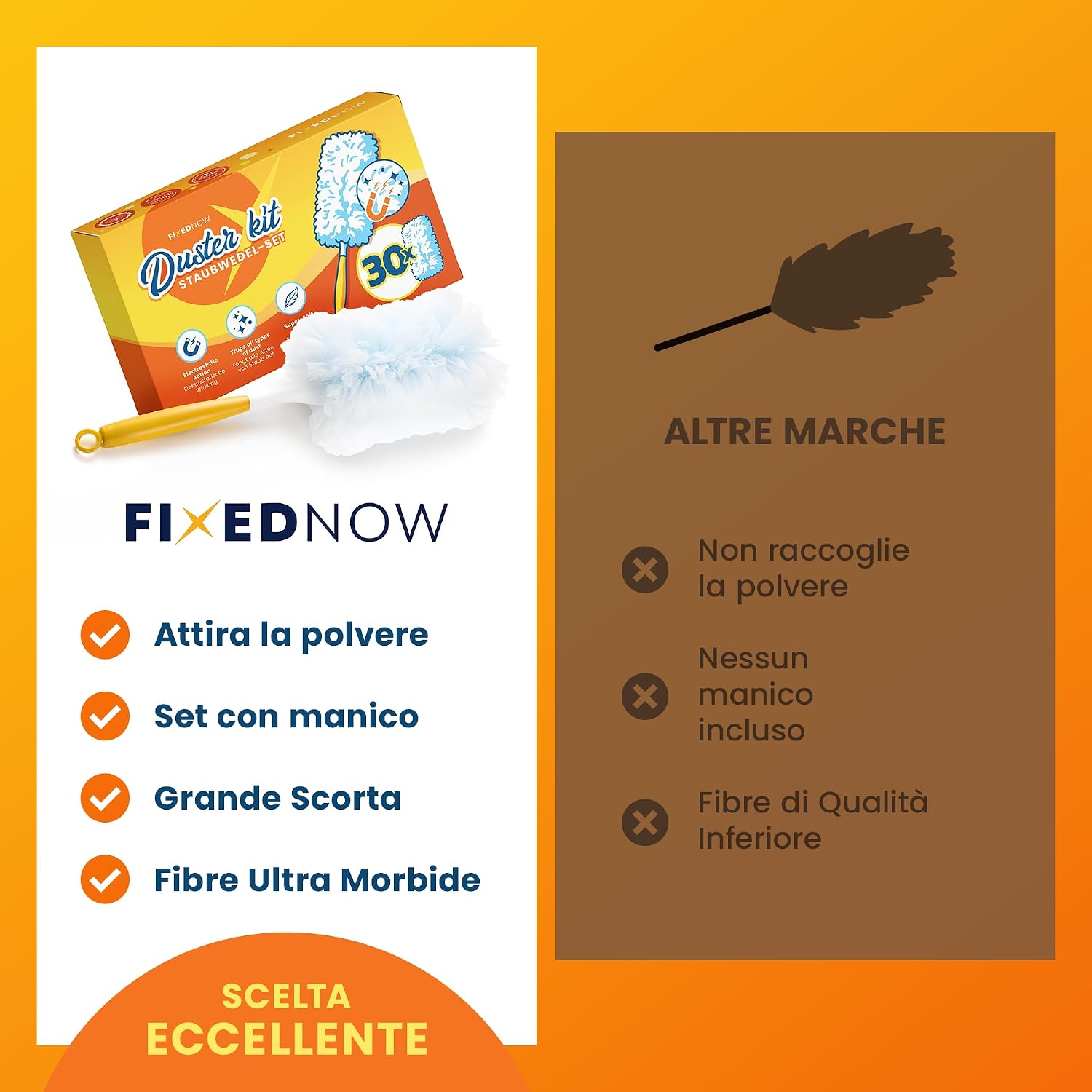Detalle 2 de FixedNow XXL set da 30 panni catturapolvere per Swiffer Duster (con asta e manico)