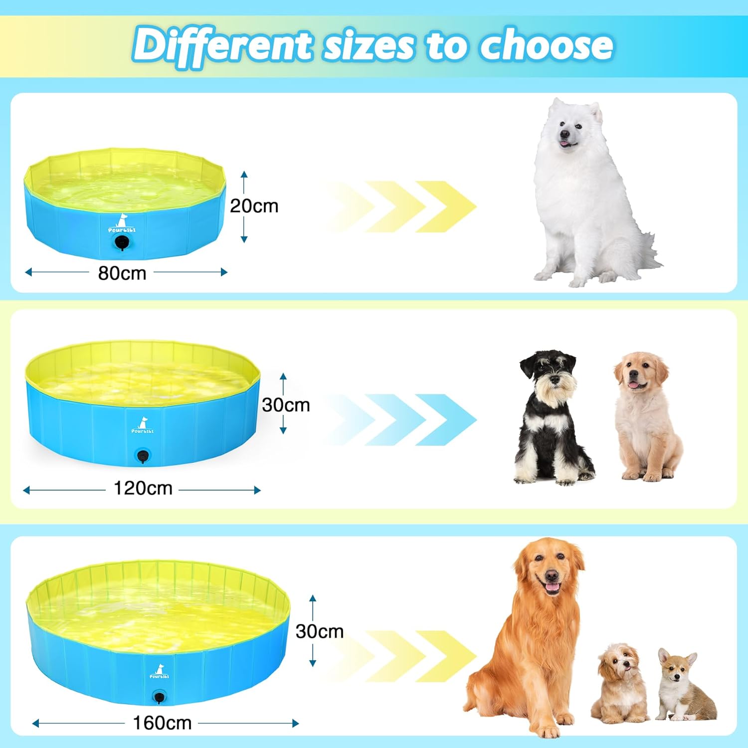 Detalle de Pourbibi Foldable Dog Pool for Small Dogs – 80x20cm