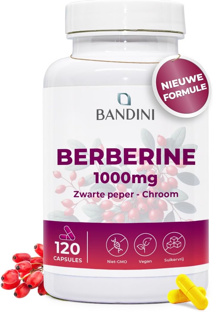 Detalle de Bandini Berberine 1000 mg, 120 veganistische capsules met chroom en zwarte peper