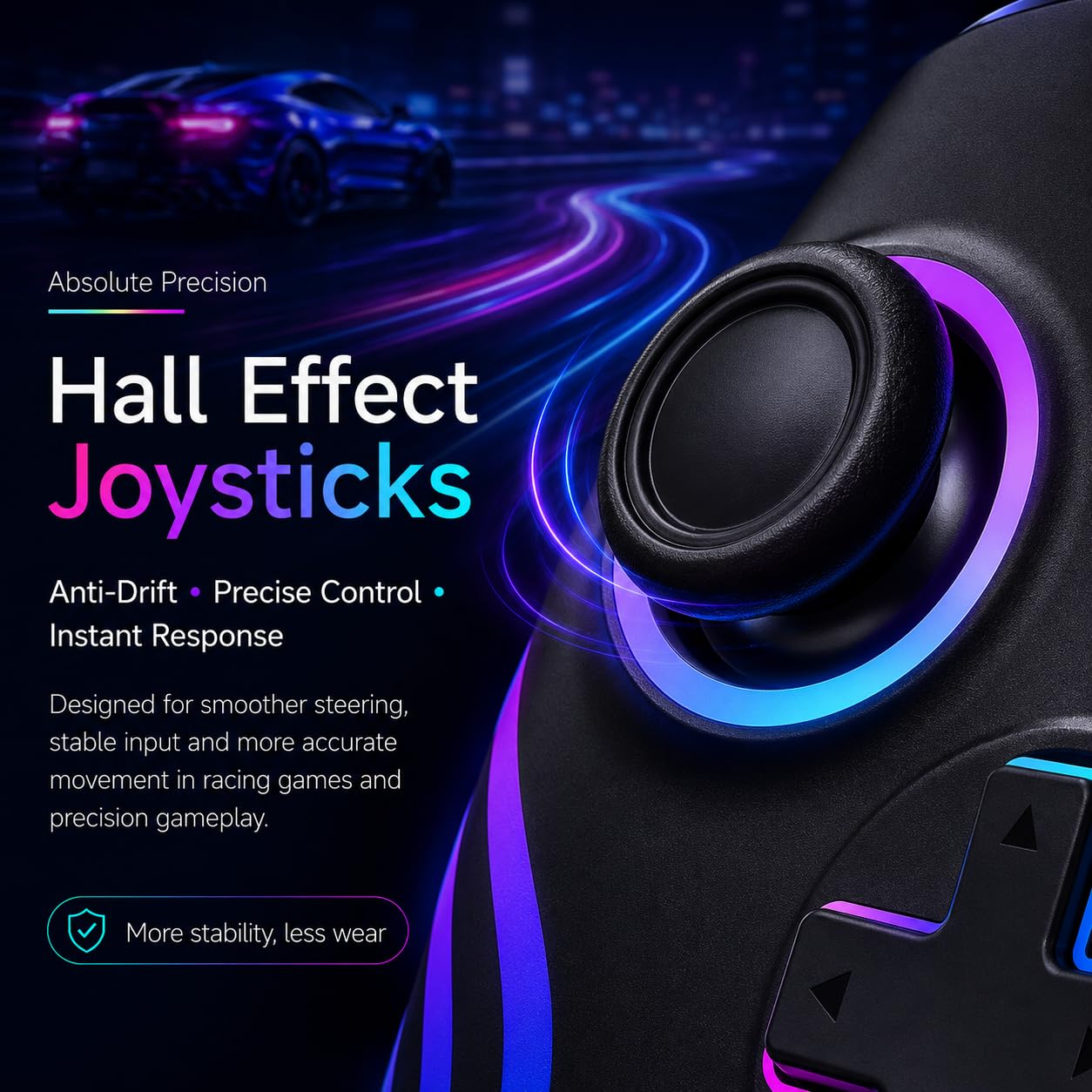 Detalle de Riscvma 2er Wireless-Controller Set für Switch/Switch 2/Switch Lite/OLED/PC – RGB, Dual-Vibration, 6-Achs-Gyro & Turbo