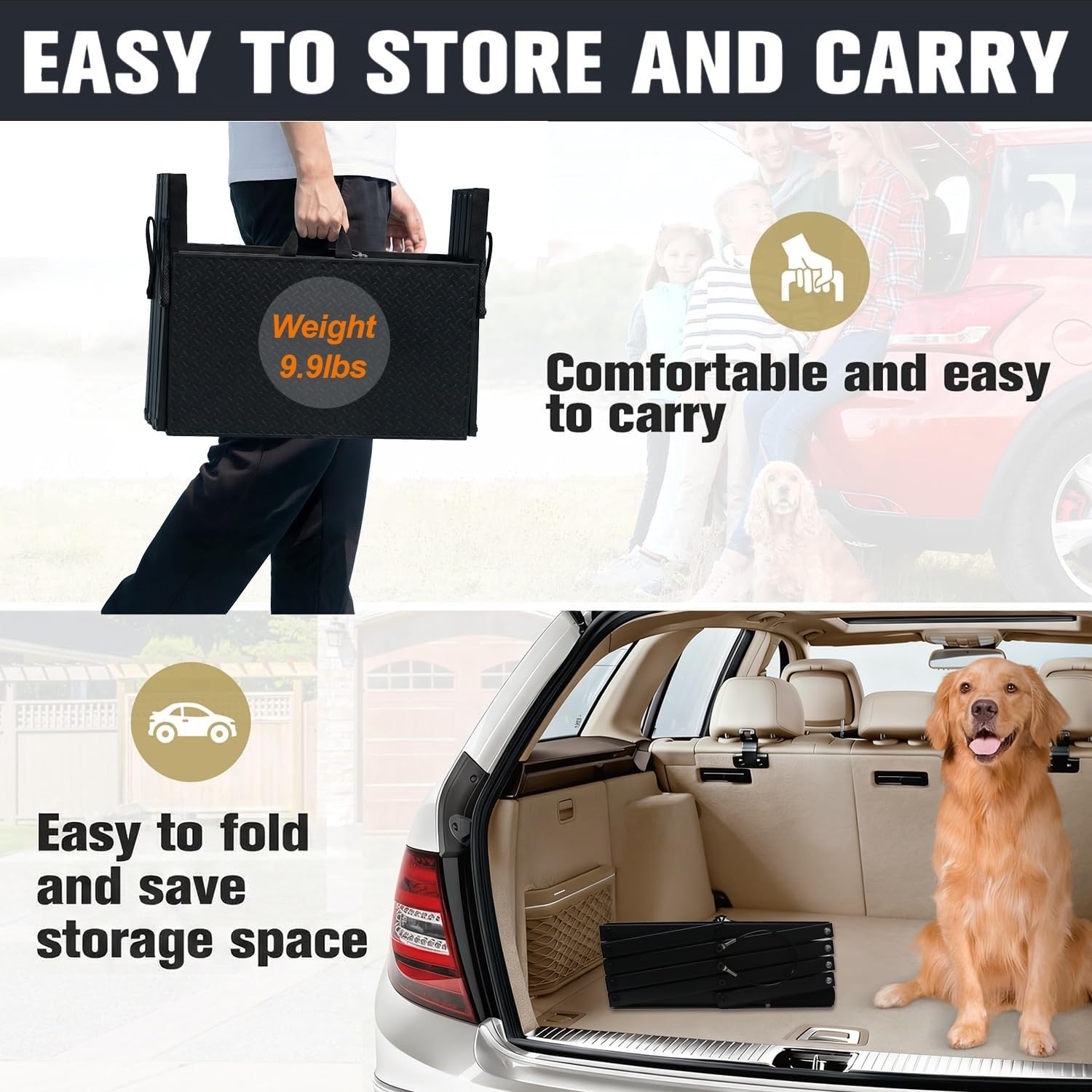 Thumbnail 4 de Hundetreppe Auto klappbar mit 5 Stufen (bis 90 kg) – faltbare Hundeleiter für Gelenkschonenden Einstieg ins Auto