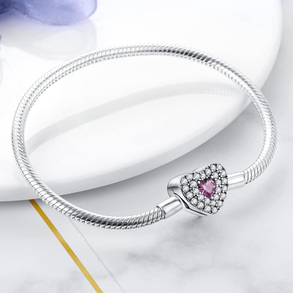 Detalle de TINSLO Damen-Armband aus 925 Sterling Silber mit Herz-Verschluss und Schlangenglieder-Design