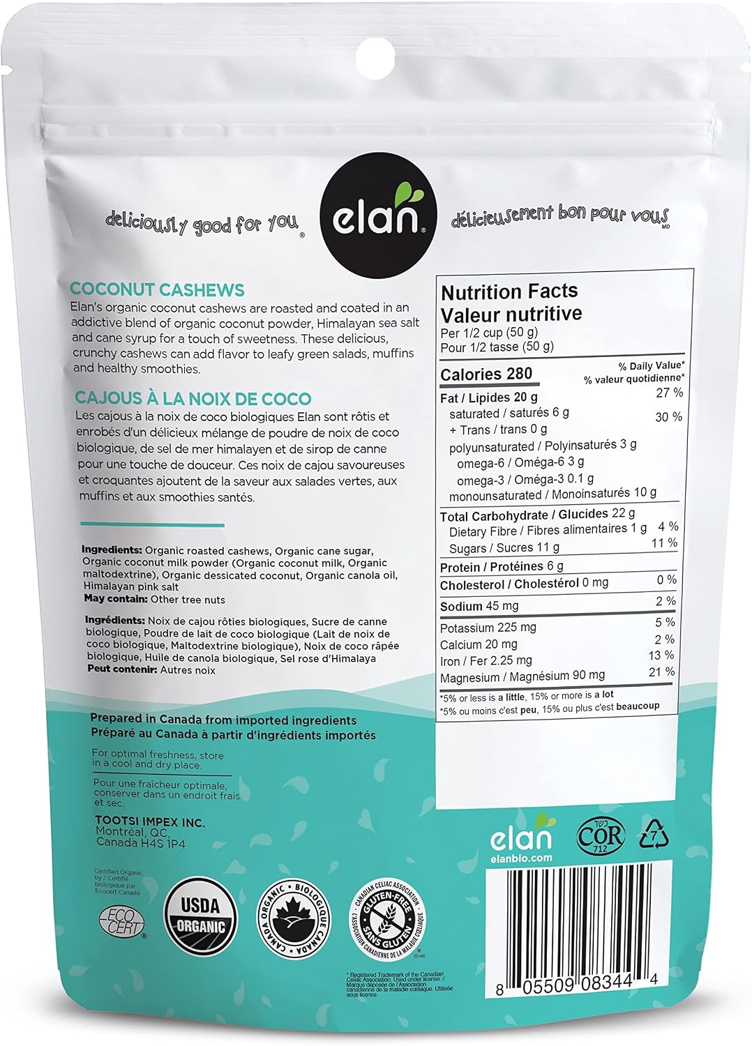 Detalle 2 de Elan Coconut Cashews 160 g