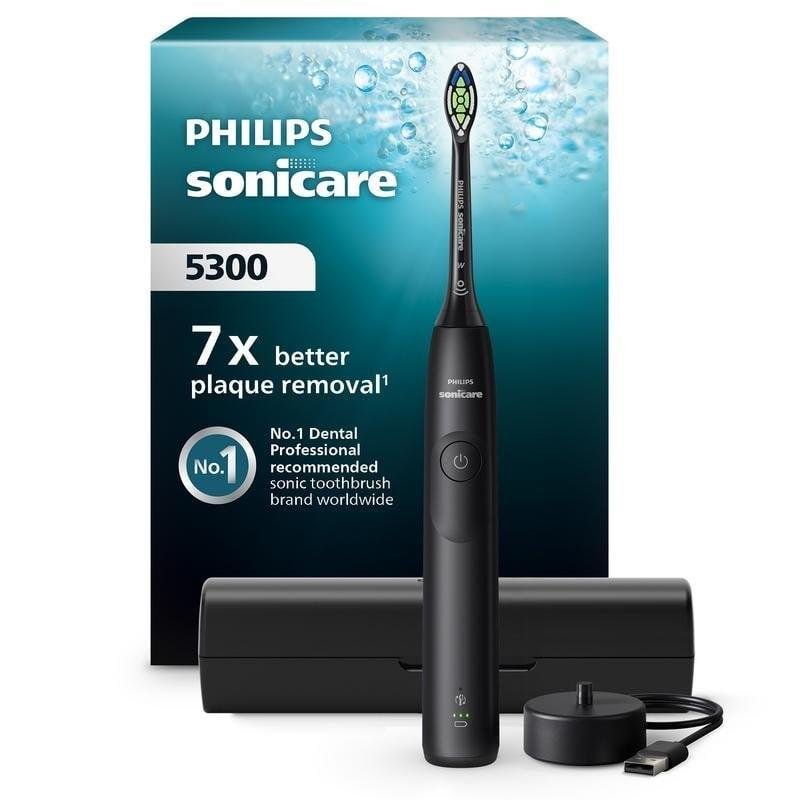 Detalle de Philips Sonicare 5300 HX7101/02 negro: cepillado sónico de 3 velocidades con sensor de presión
