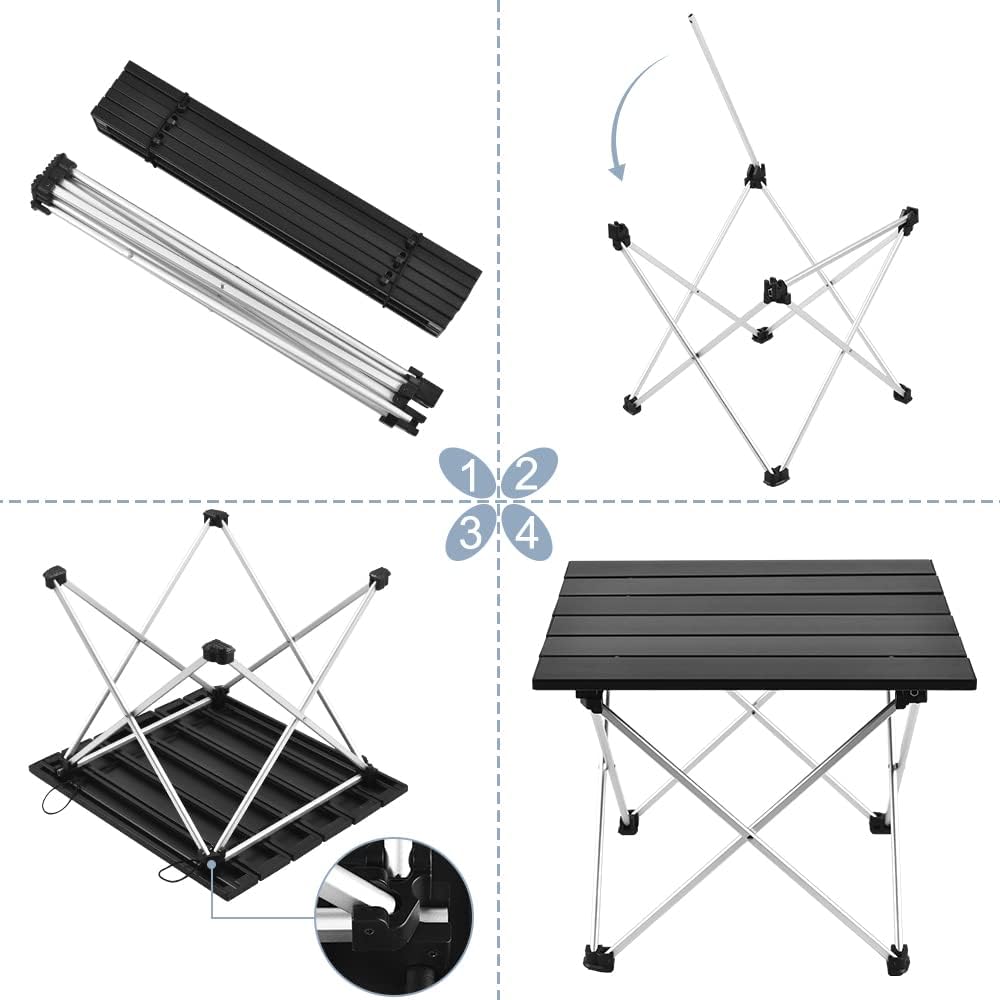Detalle de Grope Portable Camping Table with Aluminum Top (Black-S)