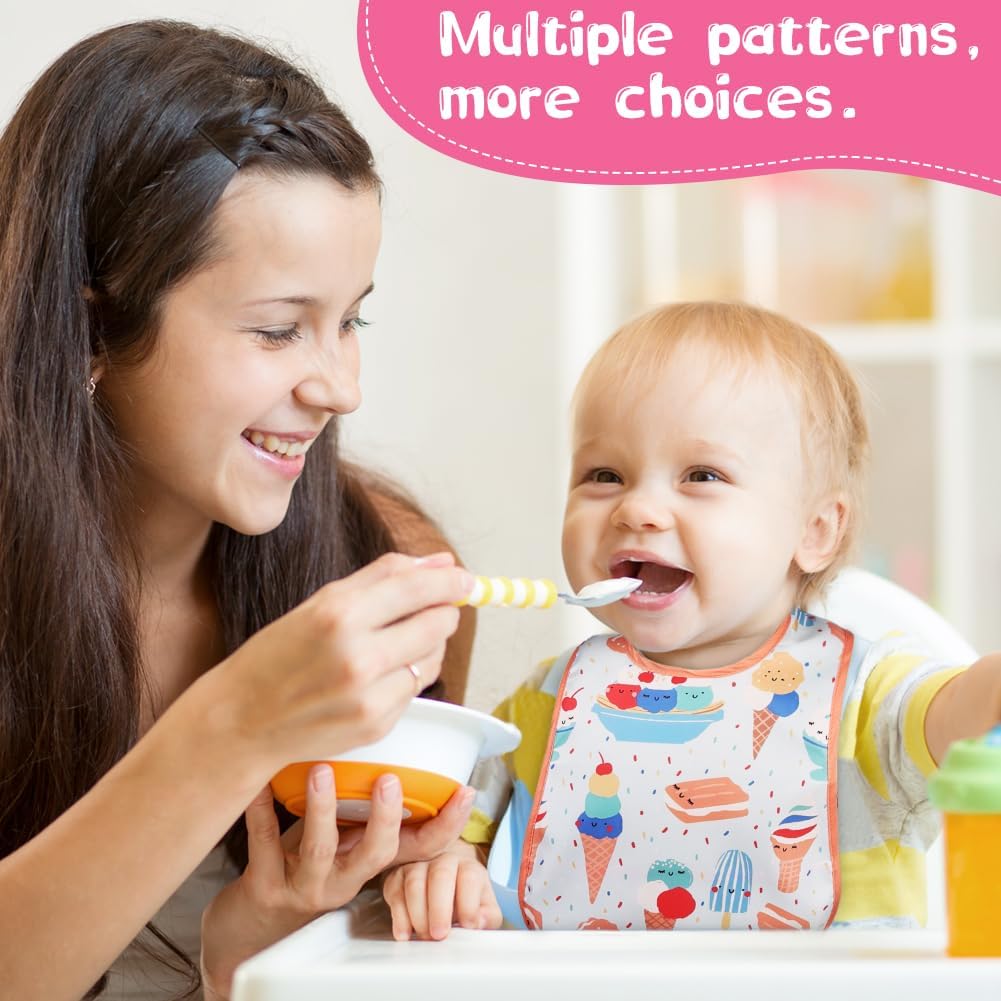 Detalle de Aolso Bavaglini Neonato Impermeabile con Tasca – Set da 7 Bavaglini Lavabili per 6 mesi – 3 anni, con allacciatura e Pieghe laterali