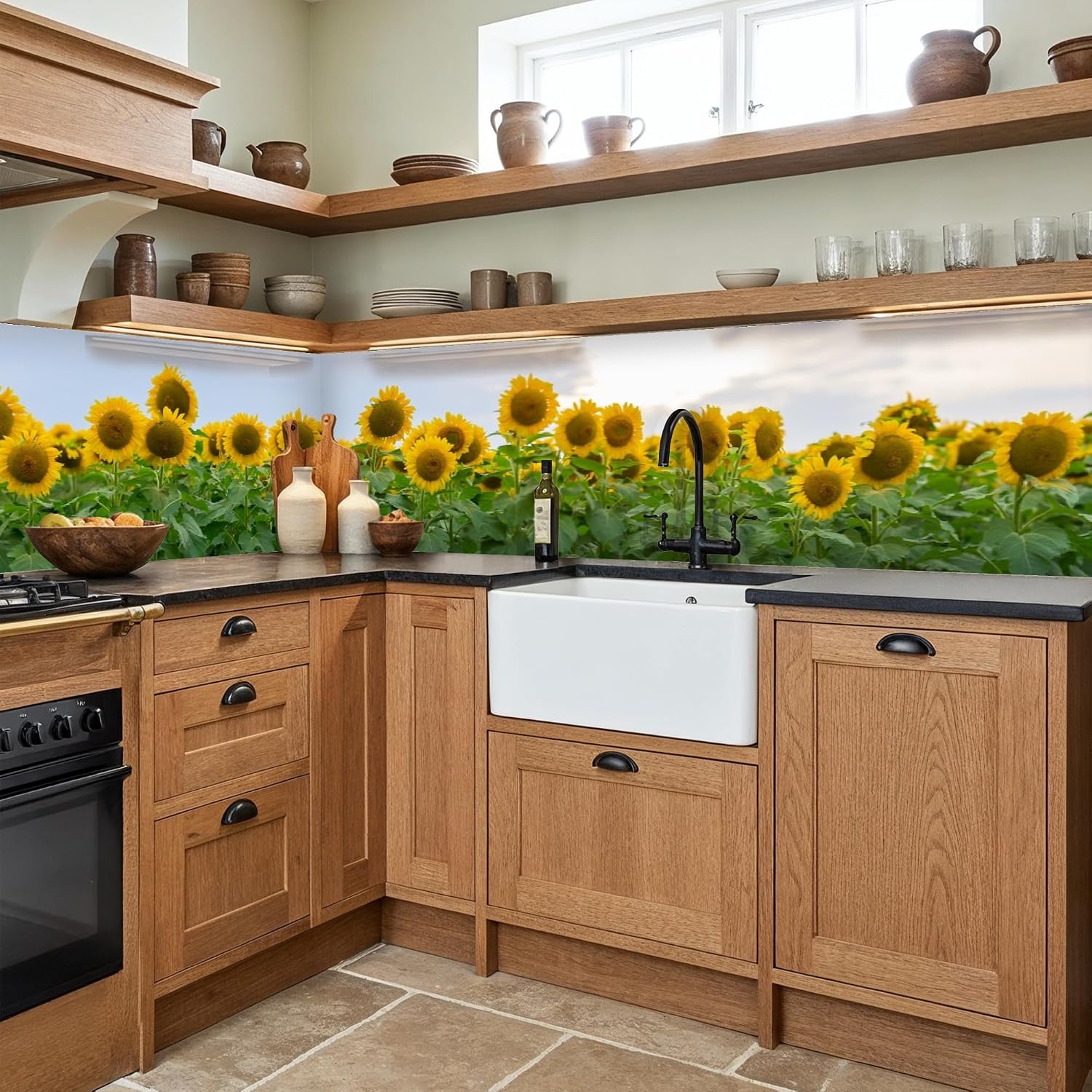 Thumbnail 4 de KitchenYeah zelfklevende spatwand 60 x 350 cm, hard plastic met zonnebloemen