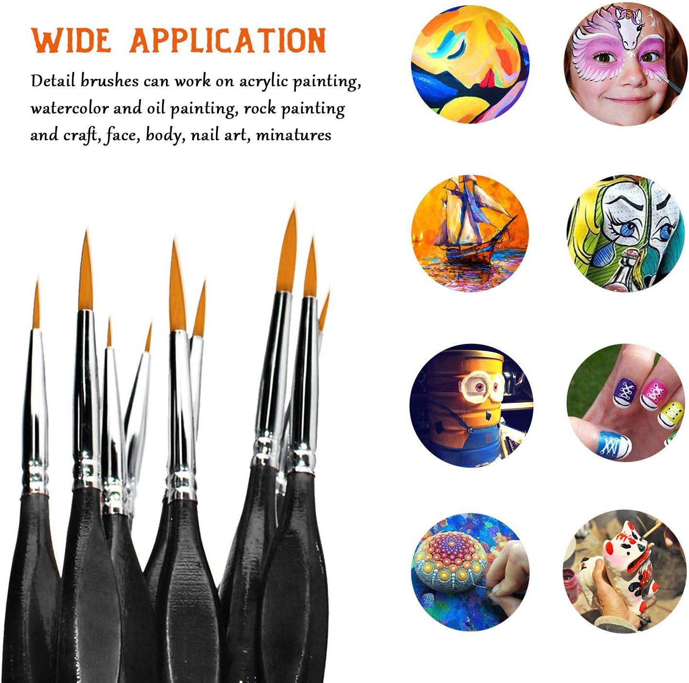 Thumbnail 2 de Rock Ninja Detail Paint Brush Set 9 pcs 🎨