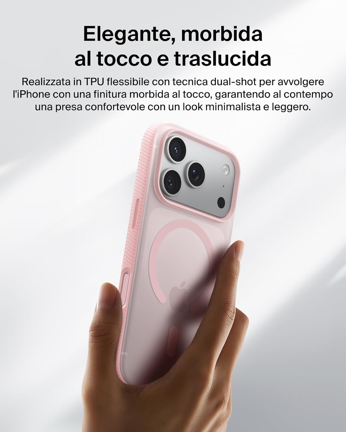 Thumbnail 6 de Belkin SheerForce Grip Cover per iPhone 17 Pro – MagSafe, trasparente rosa, bumper antiscivolo