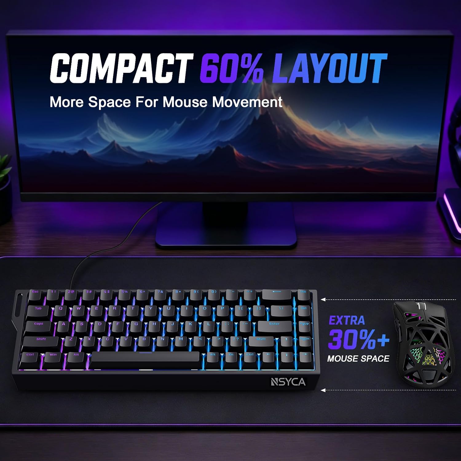 Thumbnail 2 de NSYCA WIN68 HE Hall Effect Keyboard: 60% Magnetic Gaming Keyboard with 8000Hz Polling