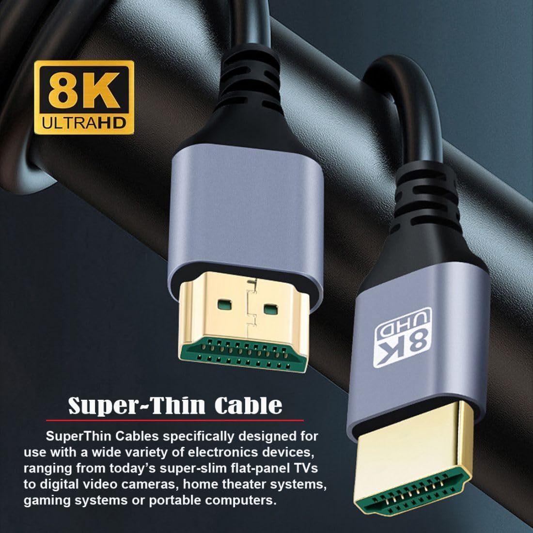 Detalle de chenyang HDMI 2.1 Kabel – 8K@60Hz, 4K@120Hz, 48 Gbps, vergoldete Stecker, 0,5–5,0 m