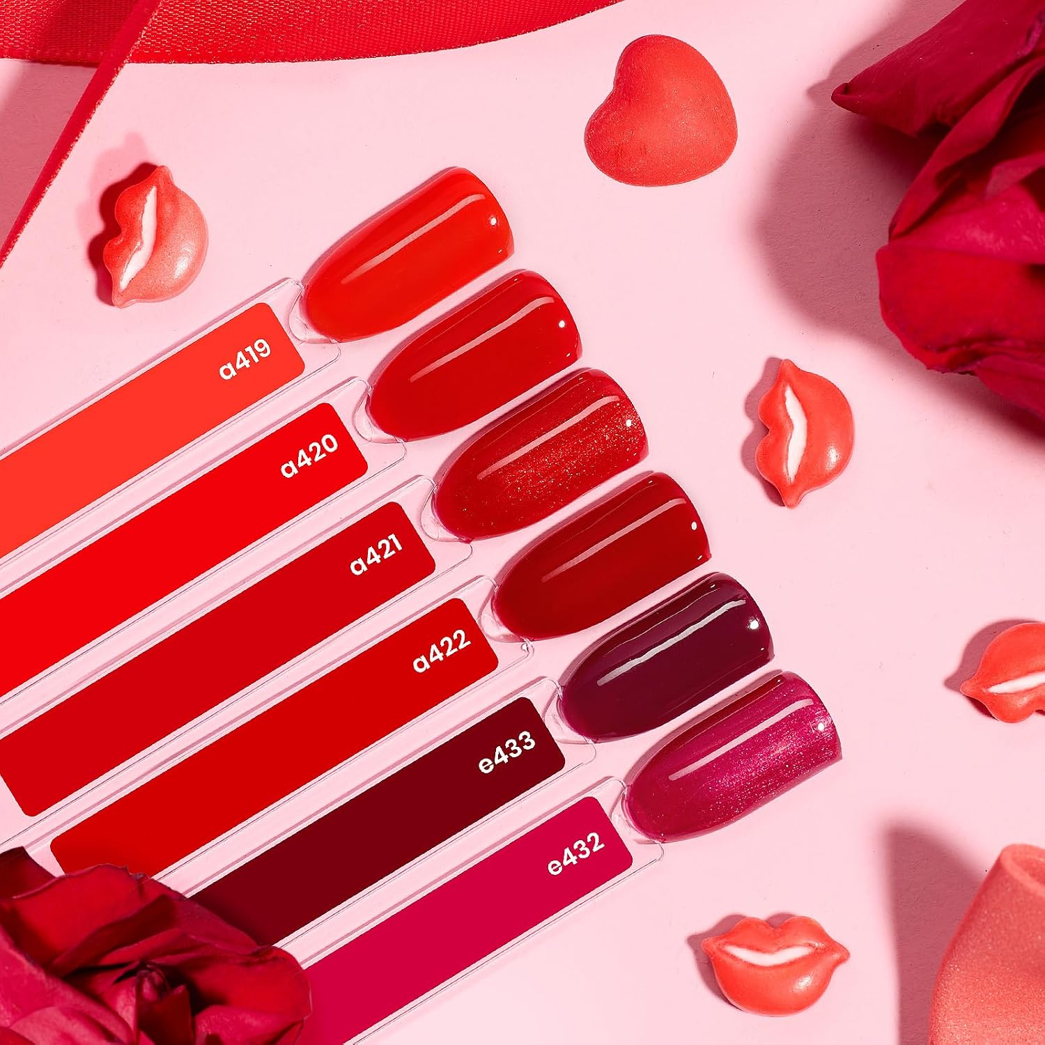 Detalle de Beetles Red Gel Nail Polish Set 15ML 6 Colors 💅