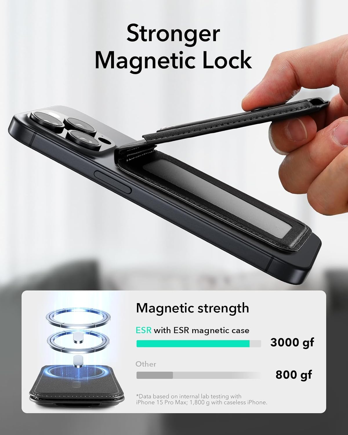 Detalle de ESR for MagSafe Wallet with 5 Card Holder — Adjustable Stand, Secure Grip, for iPhone 17e/17/16/15/14/13/12 & Pixel 10