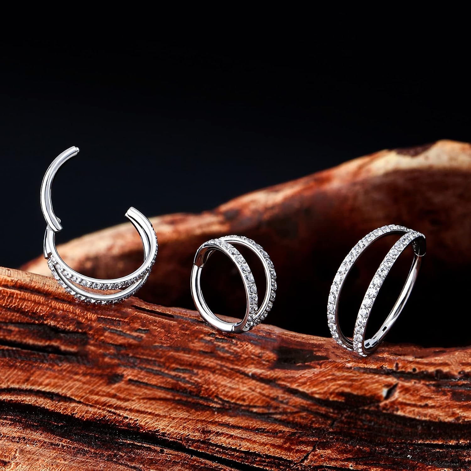 Detalle 2 de OUFER Boucles hélix 16G double rang zircone