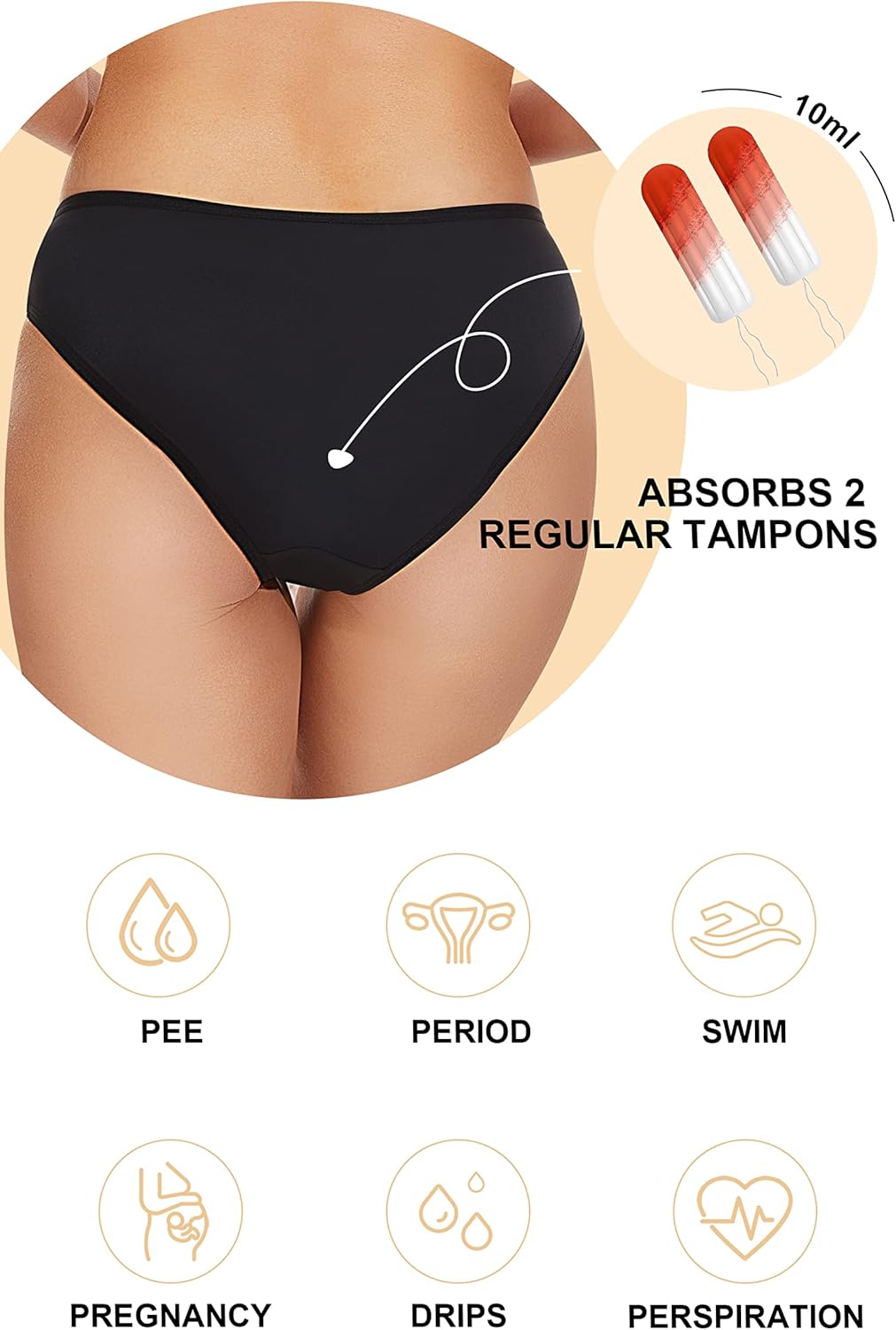 Thumbnail 2 de OVRUNS Period Bikini Bottoms Leakproof Swimwear – UV50+, High‑Waist, Recycled Fabric