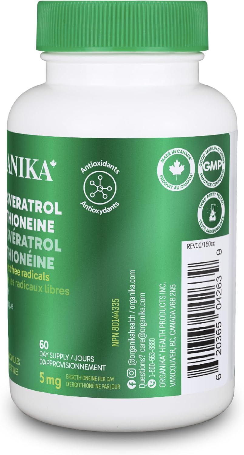 Thumbnail 4 de Organika ALA + Resveratrol + Ergothioneine, Canadian-Made, 60 Capsules