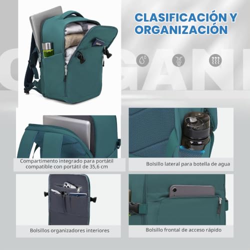 Detalle de Xkdoai Mochila de viaje 20 L, 40 × 27 × 20 cm, antirrobo y para portátil de 14 pulgadas