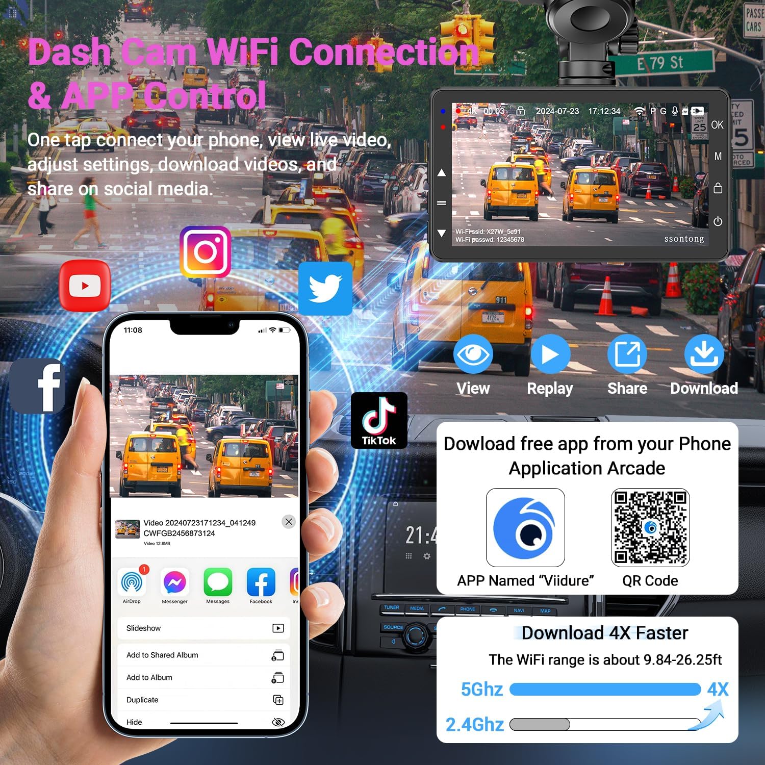 Detalle 2 de 4K Dash Cam Front and Rear with 64GB Card