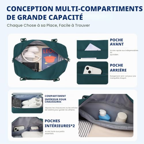 Detalle de SEAFEW sac de voyage 40 x 30 x 20 cm, compartiment chaussures et poche humide