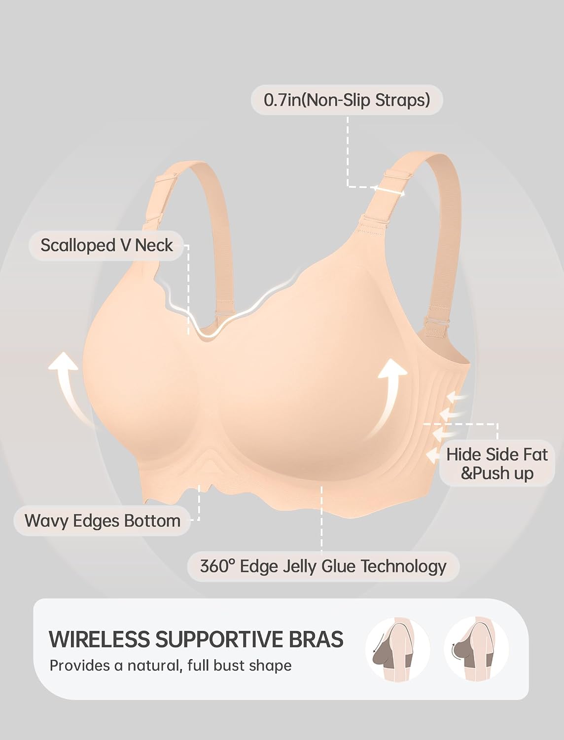 Thumbnail 4 de OEAK Women’s No Underwire Scalloped Push Up Bra