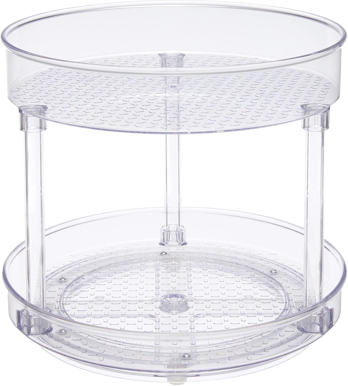 Amazon Basics Drehregal Lazy Susan, 2 Ebenen, Transparent, 22,9 cm – kompakte Küchenorganisation
