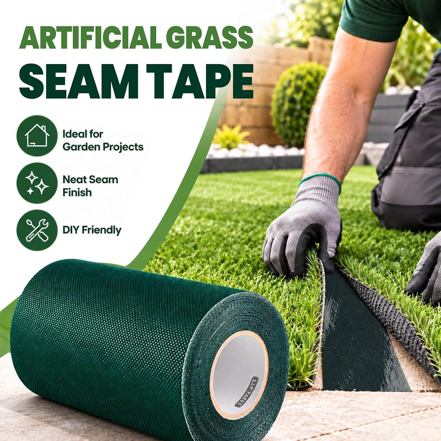 Detalle 2 de LLPT AG640 Artificial Grass Seam Tape, 6" x 40 Feet, Butyl Adhesive