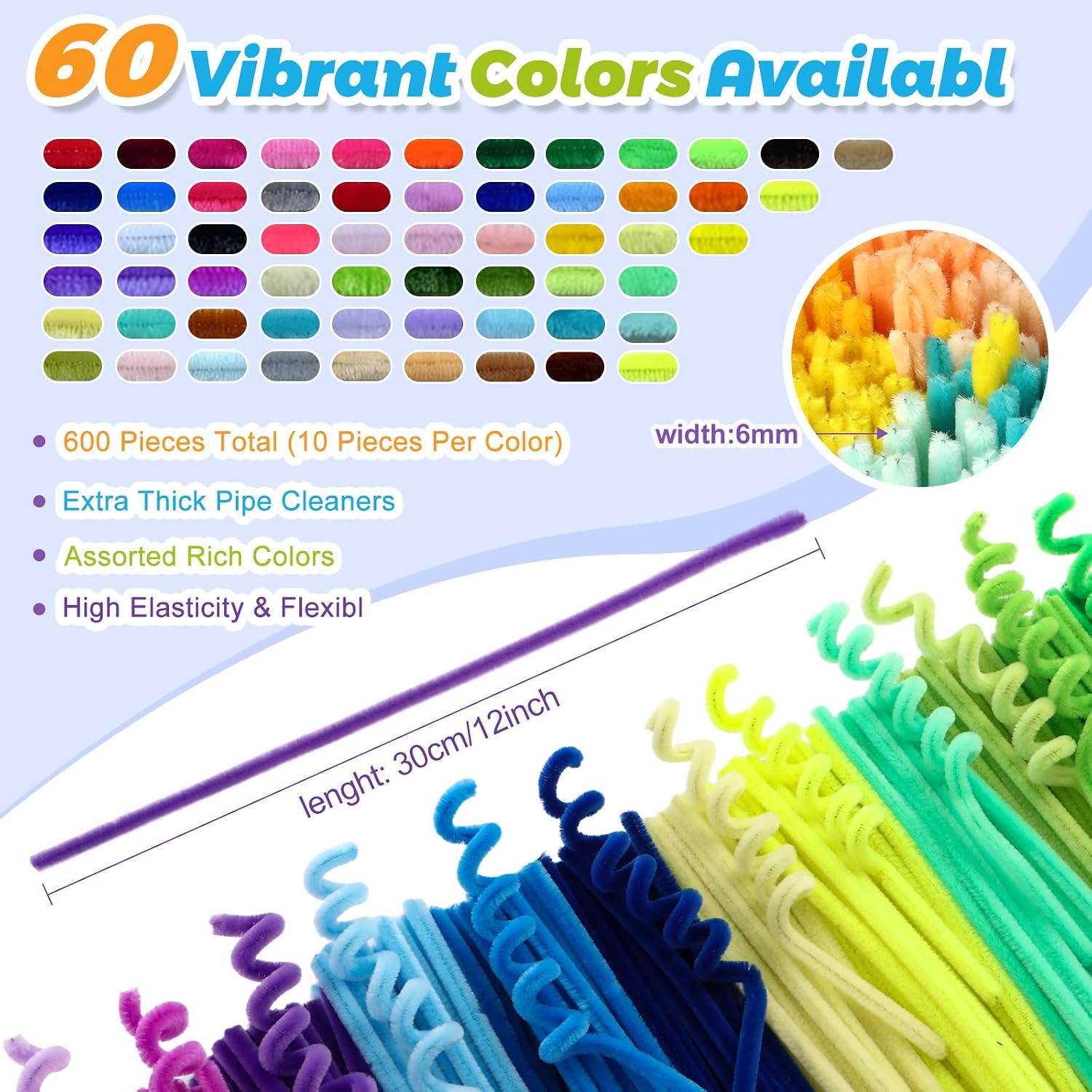 Detalle de Pipe Cleaners Craft Set, 600 Pieces