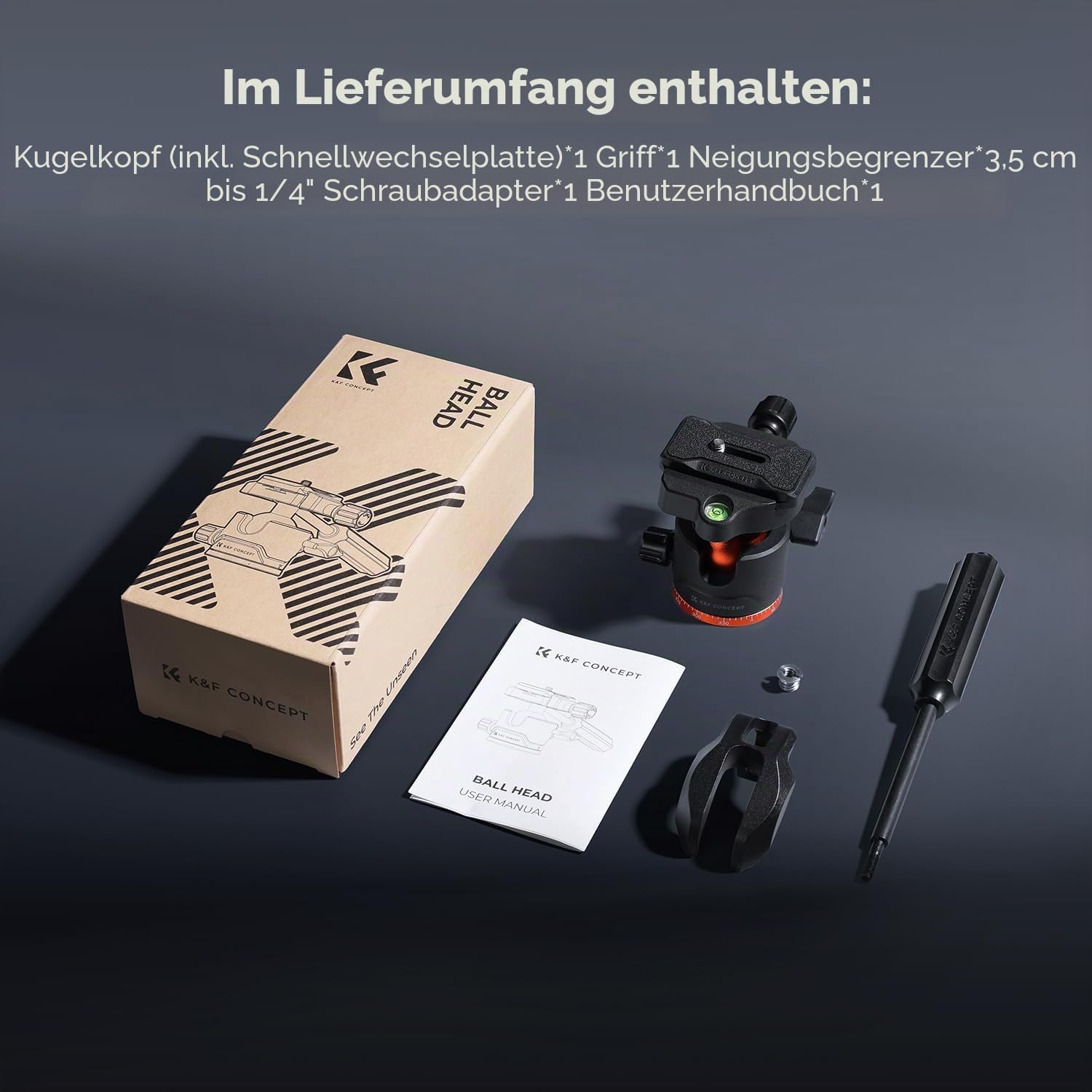 Thumbnail 6 de K&F CONCEPT BH-36: Kugelgriffkopf mit Arca-Schnellwechselplatte, 8 kg Traglast