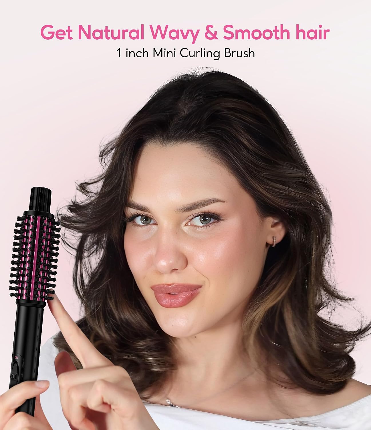 Detalle de FARERY Mini Thermal Brush Heizbare Rundbürste 25 mm – 3 Temperaturstufen (160–200 °C) für Locken & Volumen