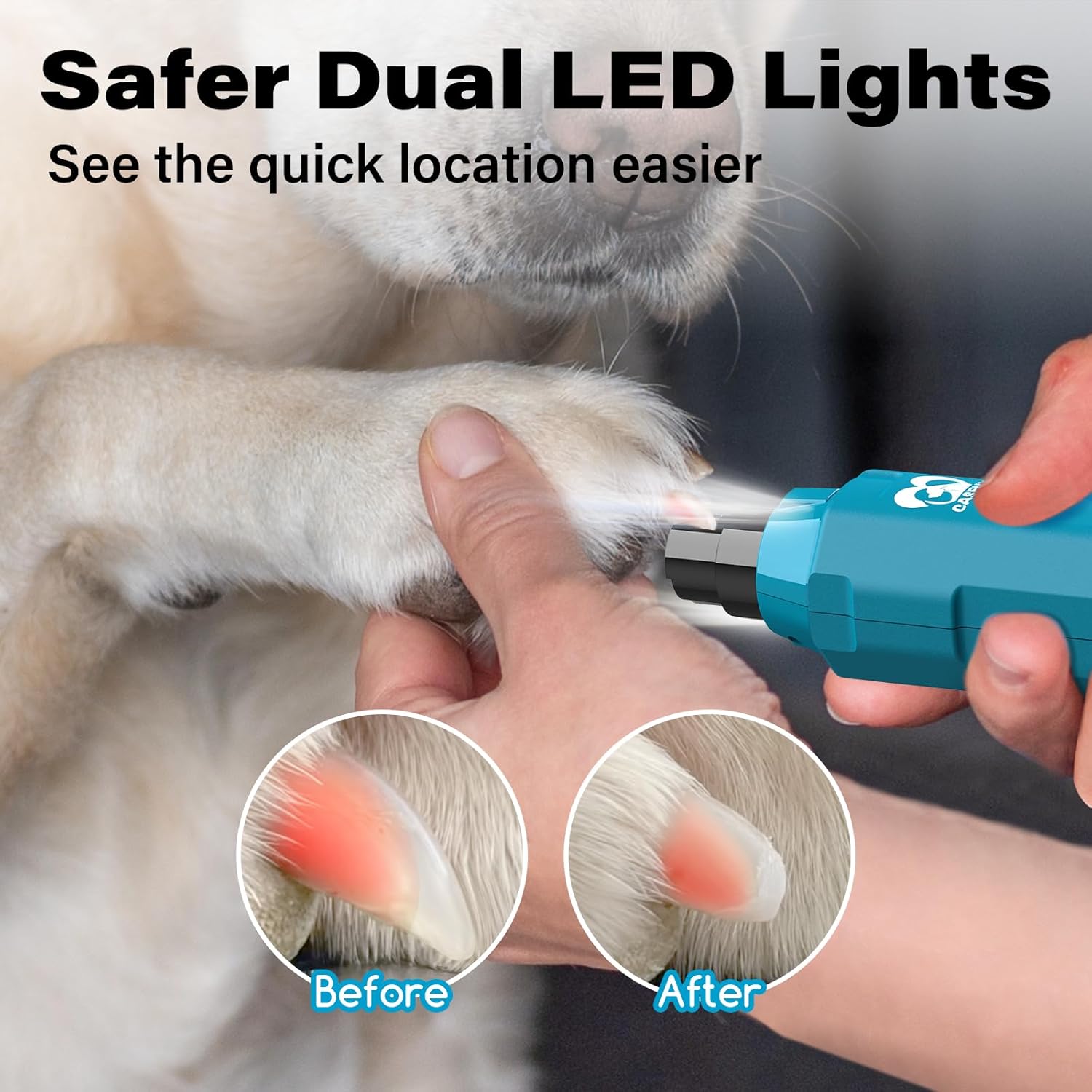 Thumbnail 2 de Casfuy 6-Speed Dog Nail Grinder — Newest Enhanced, Ultra‑Quiet, Rechargeable Electric Nail Trimmer