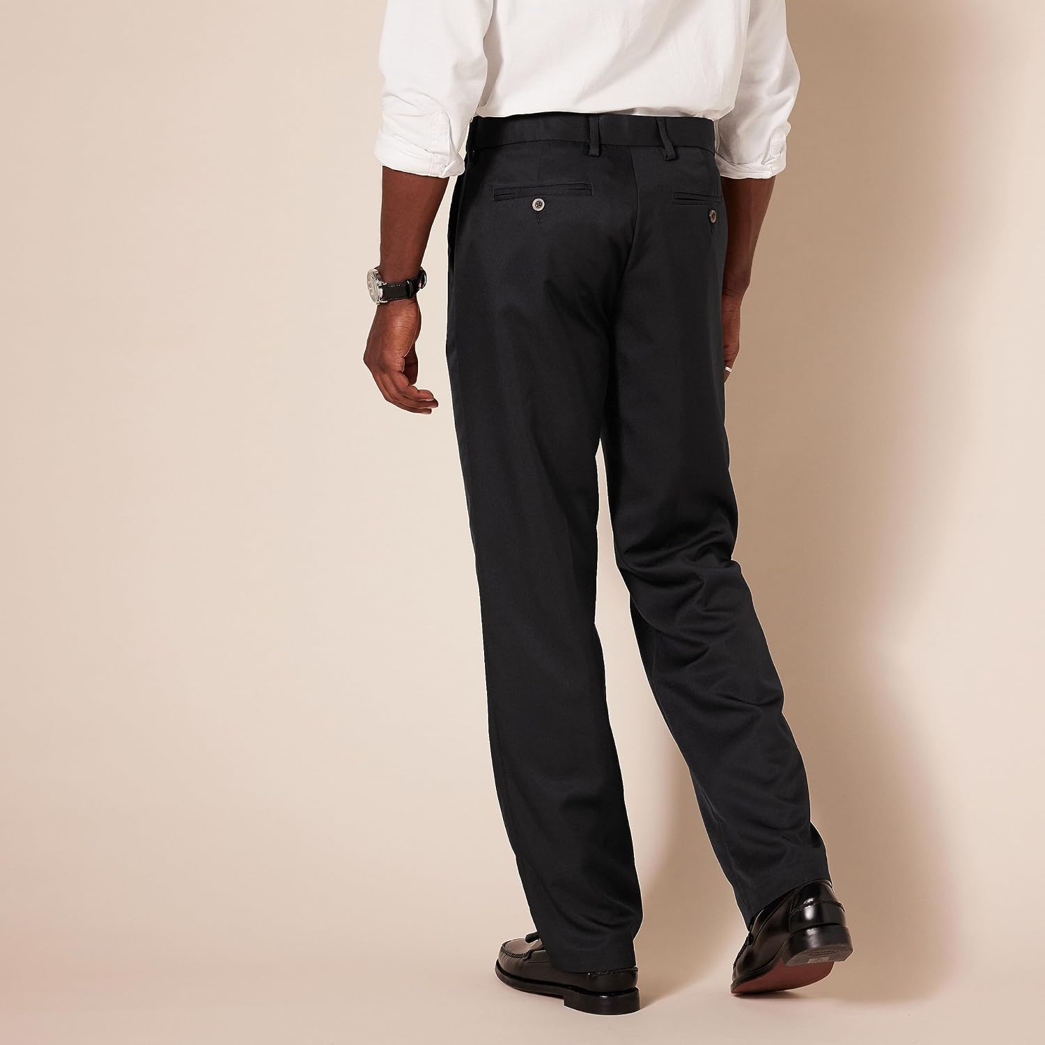 Detalle de Amazon Essentials Herren Flatfront-Anzughose mit elastischem Bund – klassische Passform