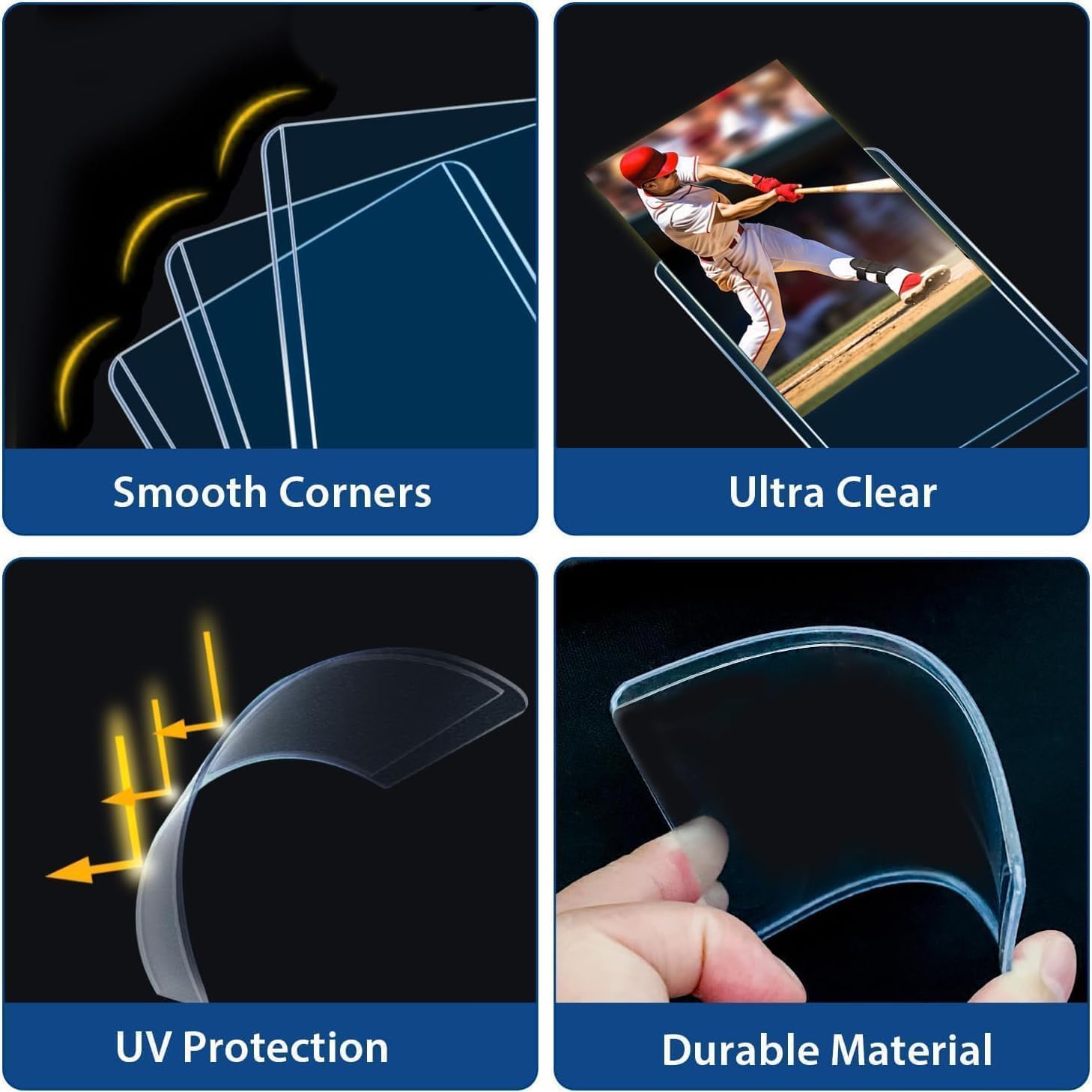 Detalle de 200 Hard Plastic Card Sleeves: Premium 3x4 Trading Card Protectors (100 Hard + 100 Soft)