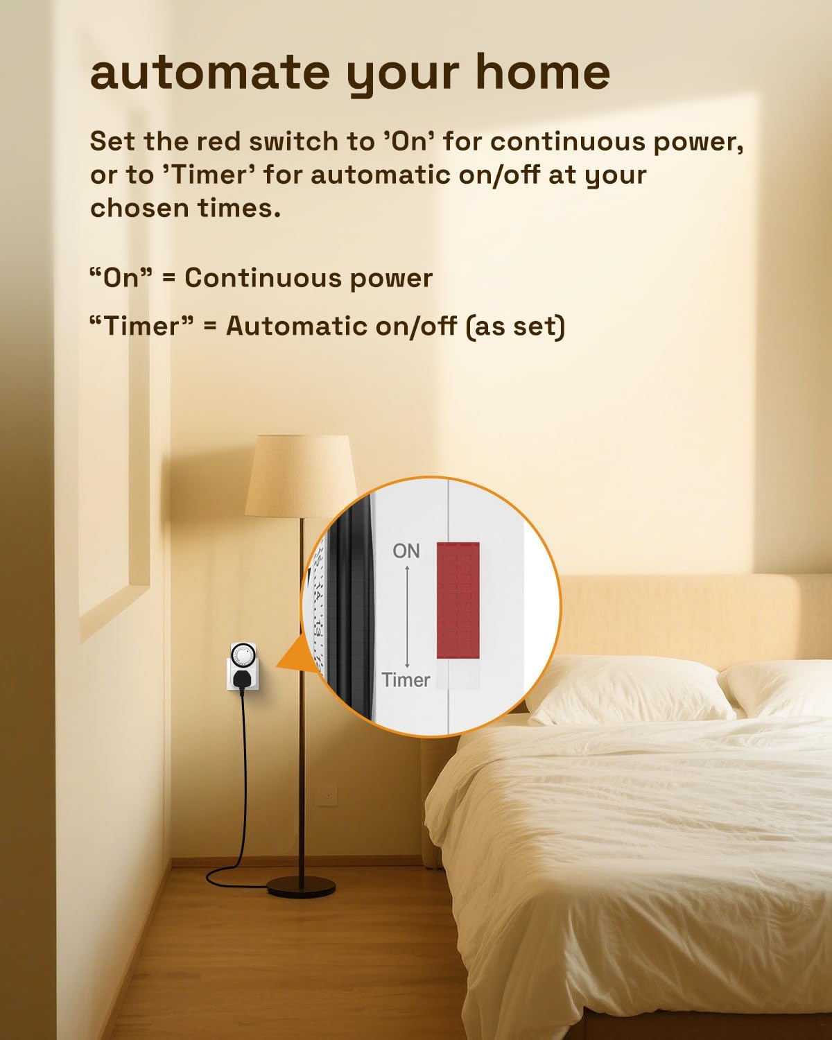 Detalle de HBN 24 Hour Timer Plug Socket UK: Precise 15‑Minute Scheduling for Lamps, Christmas Lights and More