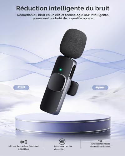 Thumbnail 6 de KUKIHO 2 Microphones Cravate Sans Fil: kit lavalier Plug‑and‑Play pour iPhone/Android