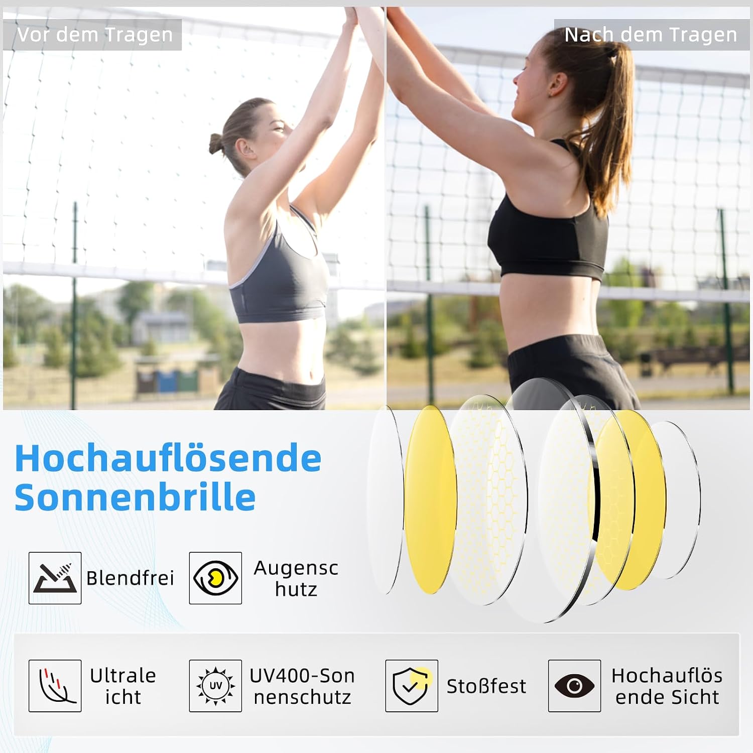 Thumbnail 1 de Sportsonnenbrille Polarisierte Fahrradbrille – Ultraleicht, UV400-Schutz, verstellbare Nasenpads
