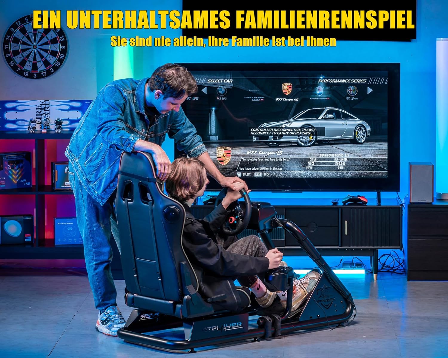 Thumbnail 6 de GTPLAYER Simulator Cockpit für SIM Racing: Lenkrad- & Pedalablage mit Sitz und Lautsprechern