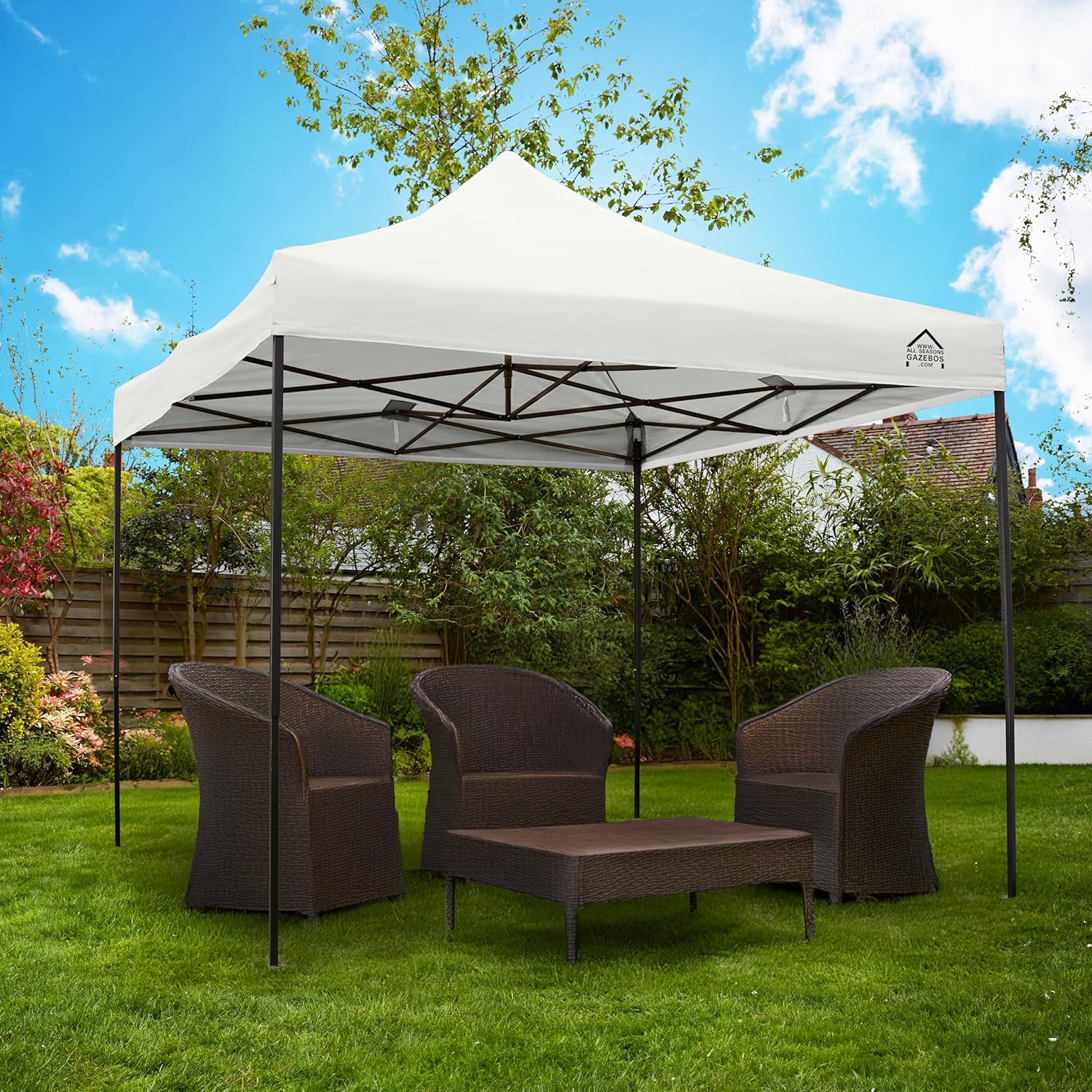 Detalle de All Seasons Gazebo Pop-up 3x3m impermeabile - Bianco con telaio nero
