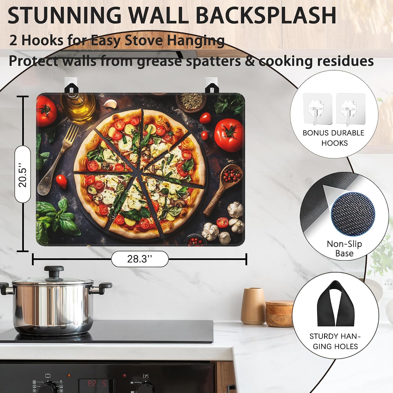 Detalle de QYWETHOD Stove Top Cover, 28.5 x 20.5-Inch Rubber Protector Mat