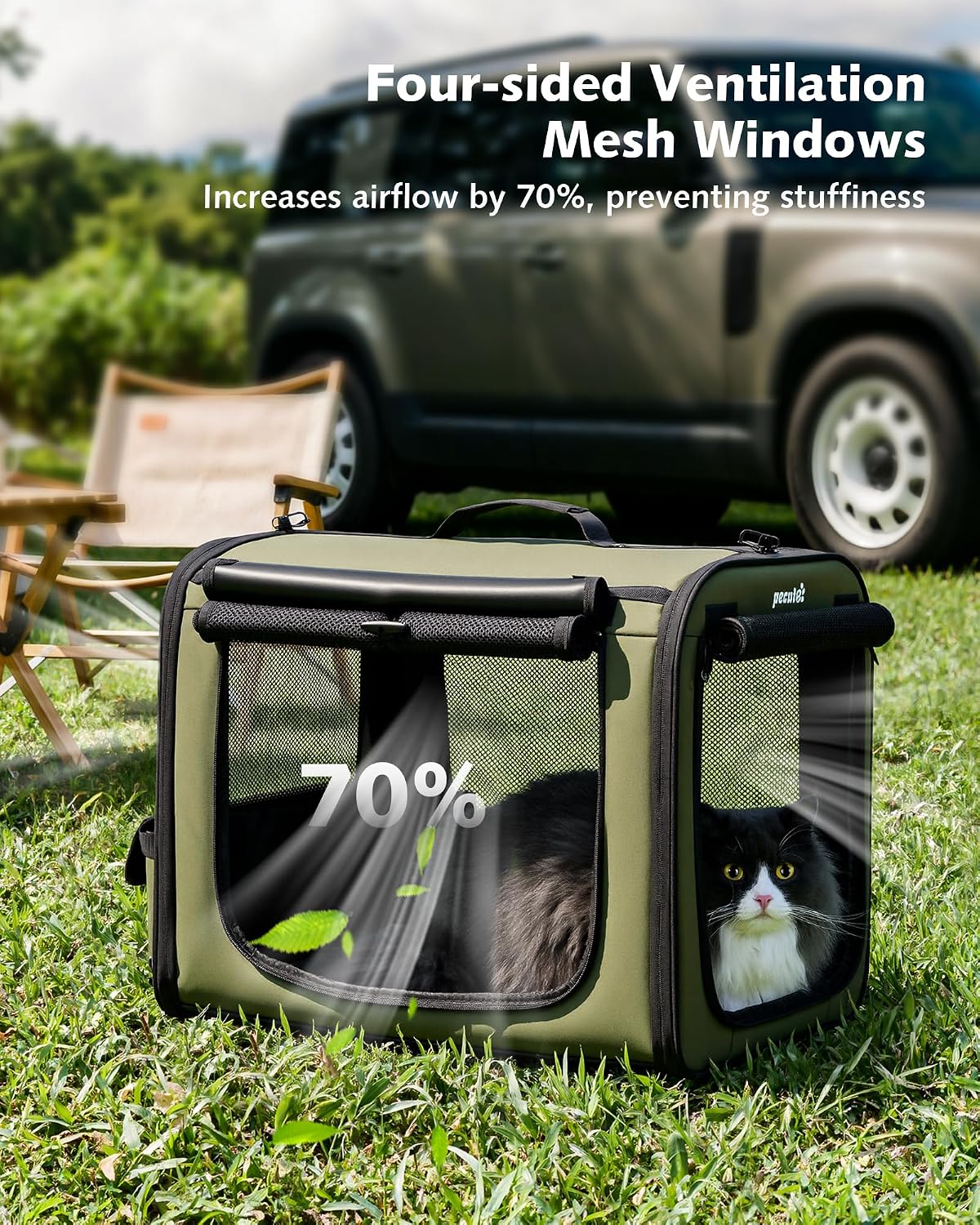 Detalle 2 de Dog Car Carrier: Stable, Lightweight 50×37.5×43 cm Travel Crate for Cars