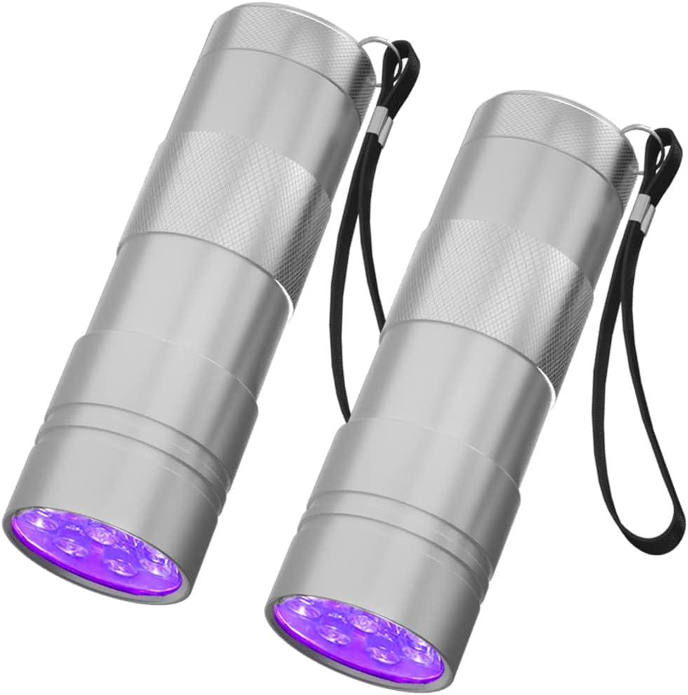 Detalle de COSOOS blacklight flashlight-silver UV Flashlights, 2-Pack, 12 LEDs, 395nm