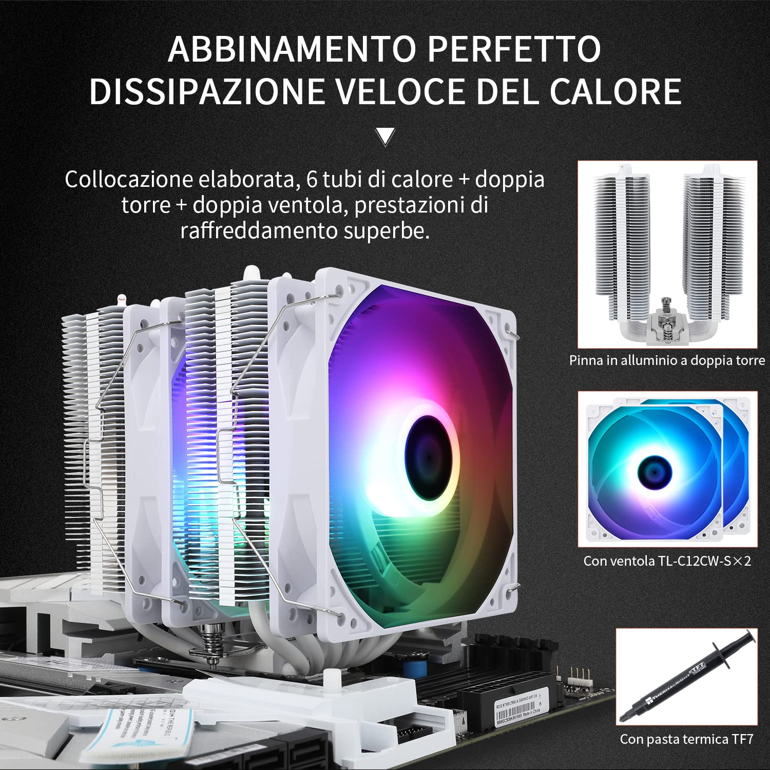 Detalle 2 de Thermalright PA120SEAR-WH Peerless Assassin 120 SE ARGB CPU Cooler, 6 Heat Pipes